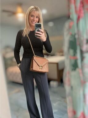 Michael Kors Cognac Leather Studded Chain Crossbody